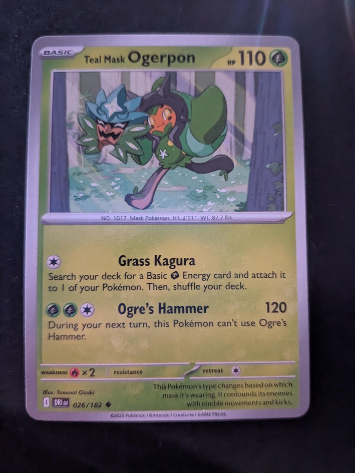 Teal Mask Ogerpon 026/182 Uncommon Destined Rivals Pokemon Near Mint