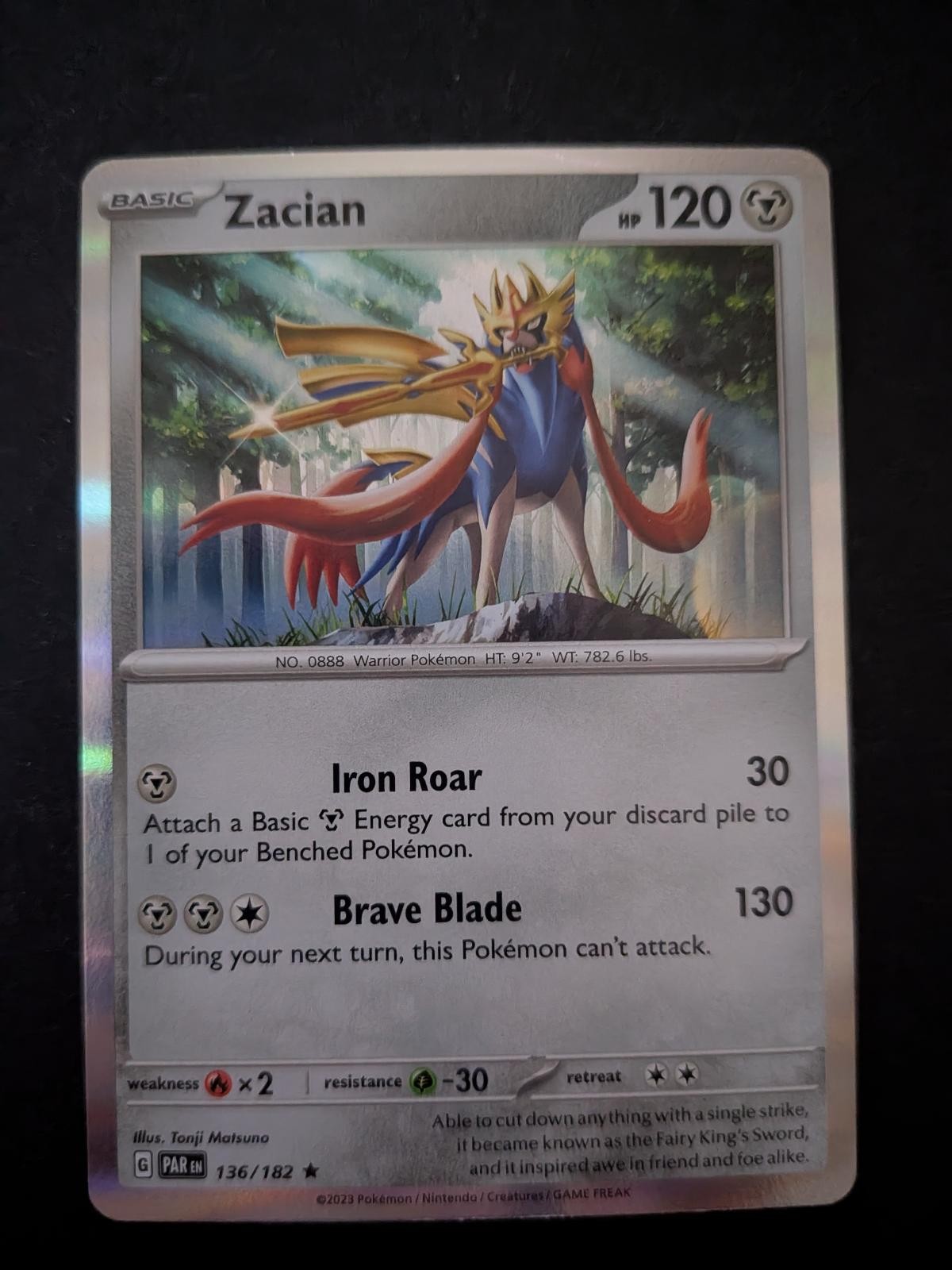 Zacian 136/182 Rare Paradox Rift Holo