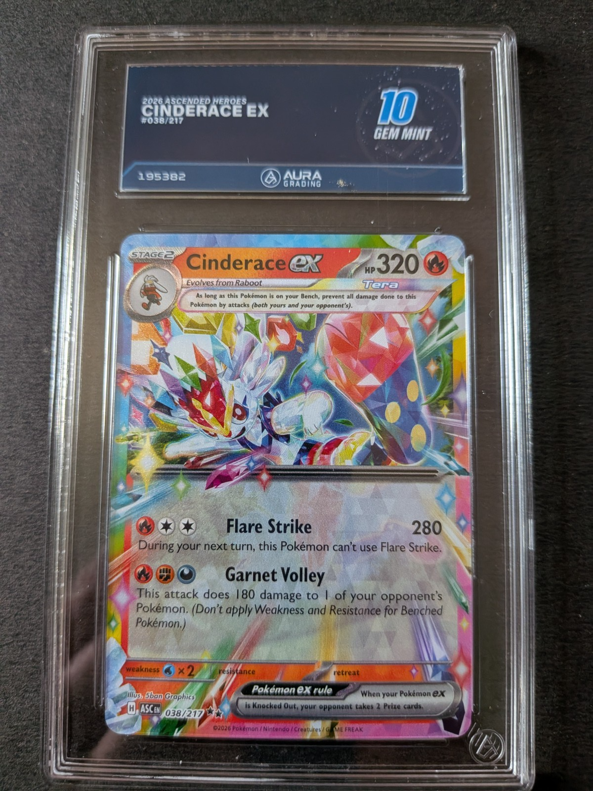 Cinderace ex 038/217 - Ascended Heroes – Aura Grading 10 Gem Mint