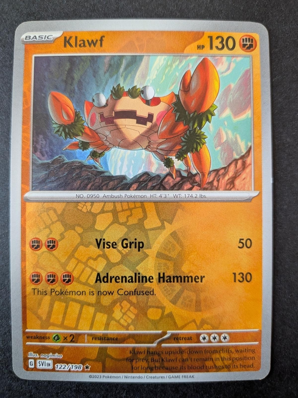 Klawf 122/198 Rare Scarlet & Violet Pokemon Holo Lightly Played
