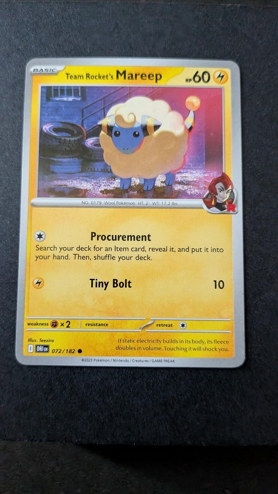 View 2 of Team Rocket's Mareep 072/182 Common Destined Rivals Pokemon Near Mint
