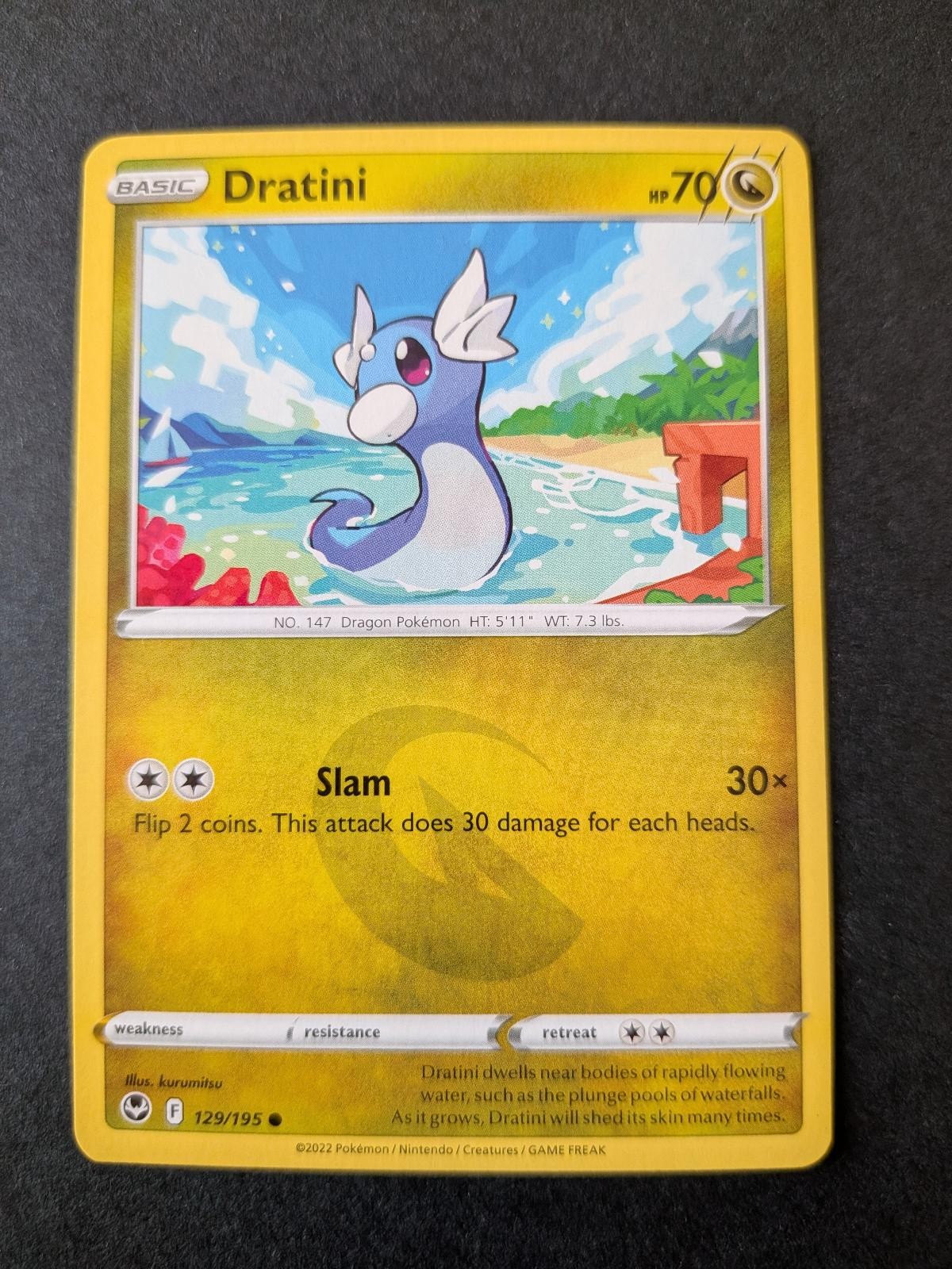View 2 of Dratini 129/195 Common Silver Tempest Pokemon Lightly Played