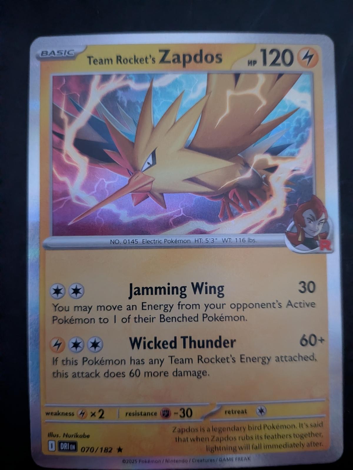 Team Rocket's Zapdos 070/182 Rare Destined Rivals