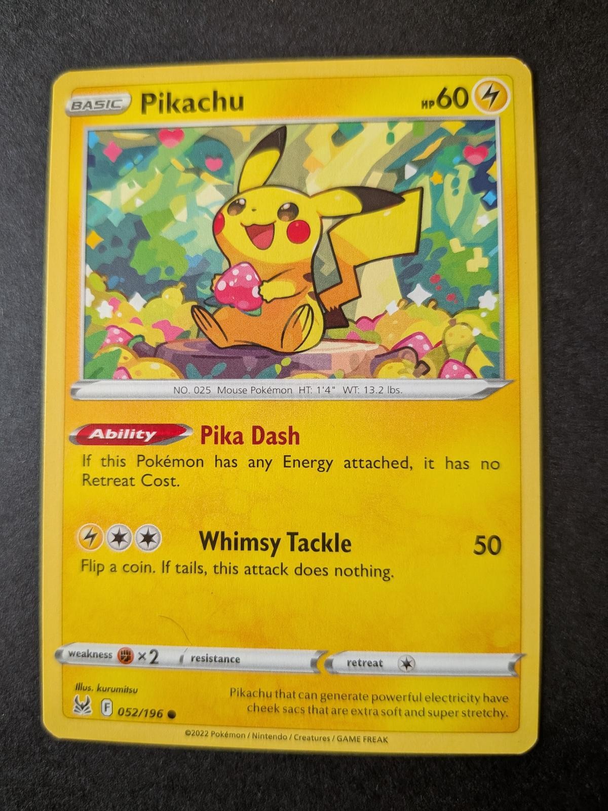 View 2 of Pikachu 052/196 Common Lost Origin Pokemon Near Mint
