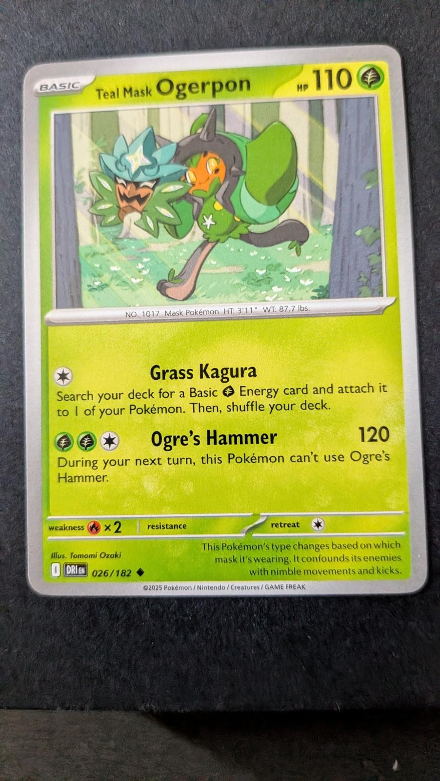View 2 of Teal Mask Ogerpon 026/182 Uncommon Destined Rivals Pokemon Near Mint