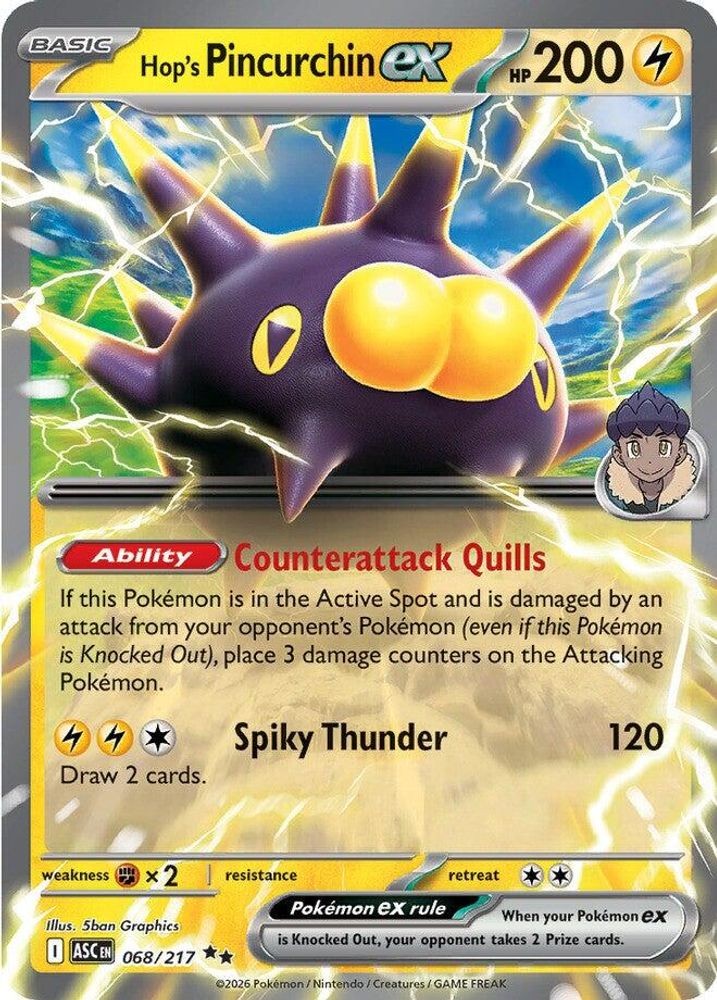 Hop's Pincurchin ex 068/217 Double Rare Ascended Heroes Pokemon Holo Near Mint