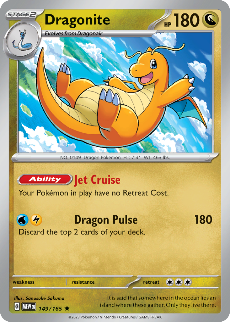 Dragonite 149/165 Rare 151 Pokemon Holo Lightly Played