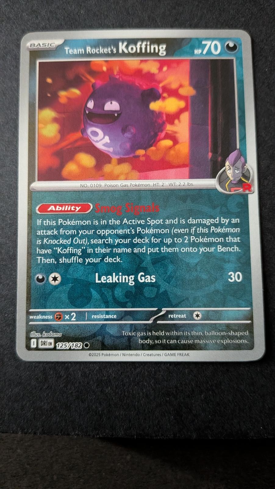 View 2 of Team Rocket's Koffing 125/182 Common Destined Rivals Pokemon Near Mint