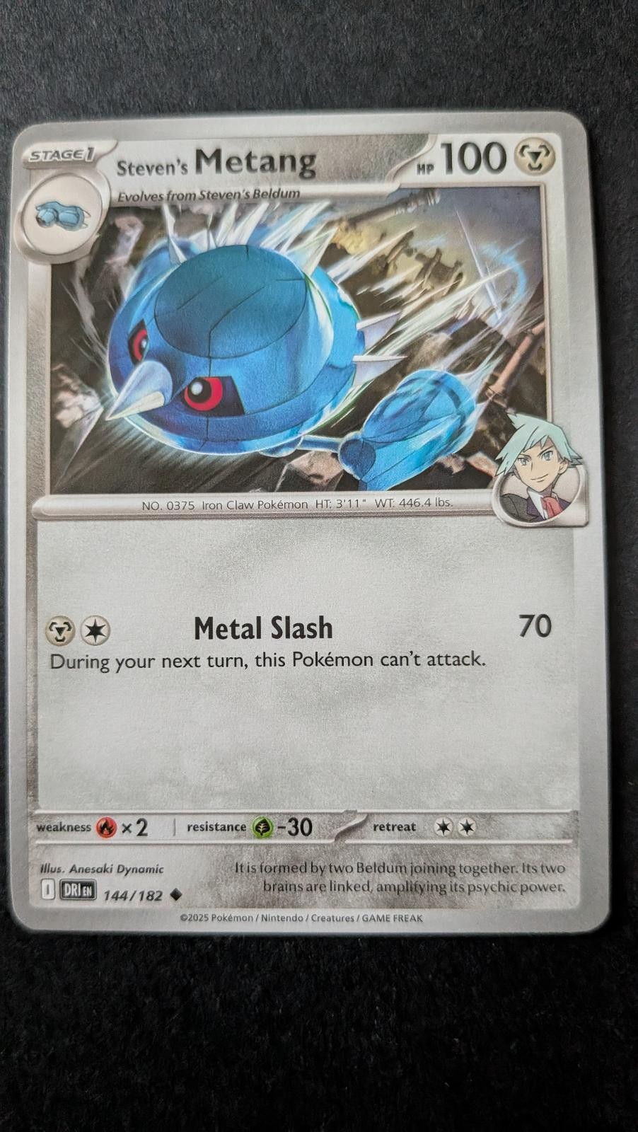 View 2 of Steven's Metang 144/182 Uncommon Destined Rivals Pokemon Near Mint