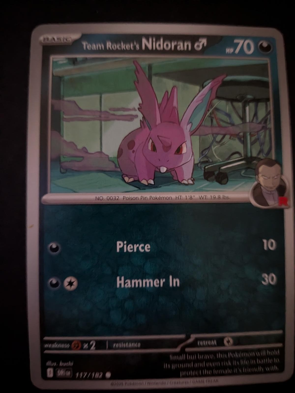 Team Rocket's NidoranM 117/182 Common Destined Rivals Pokemon Near Mint