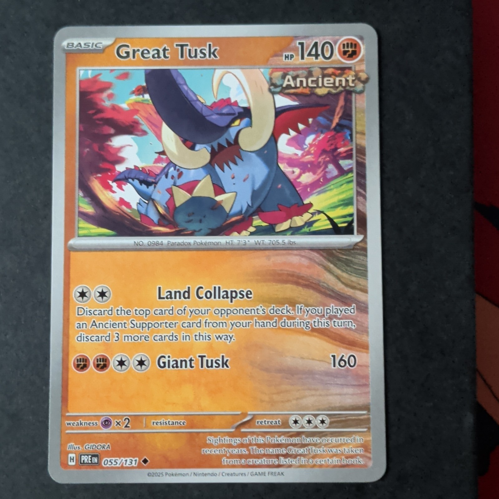 055/131 Great Tusk : Uncommon Card : Prismatic Evolutions : Pokemon TCG