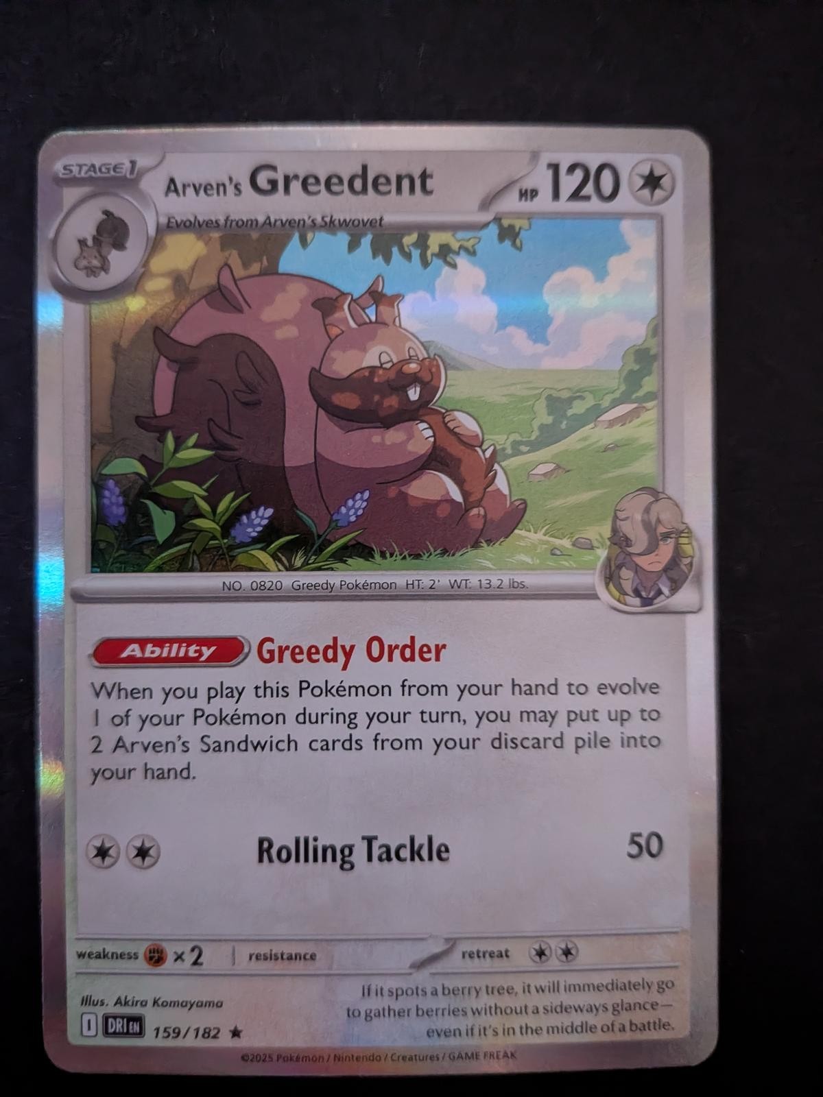 Arven's Greedent 159/182 Rare Holo