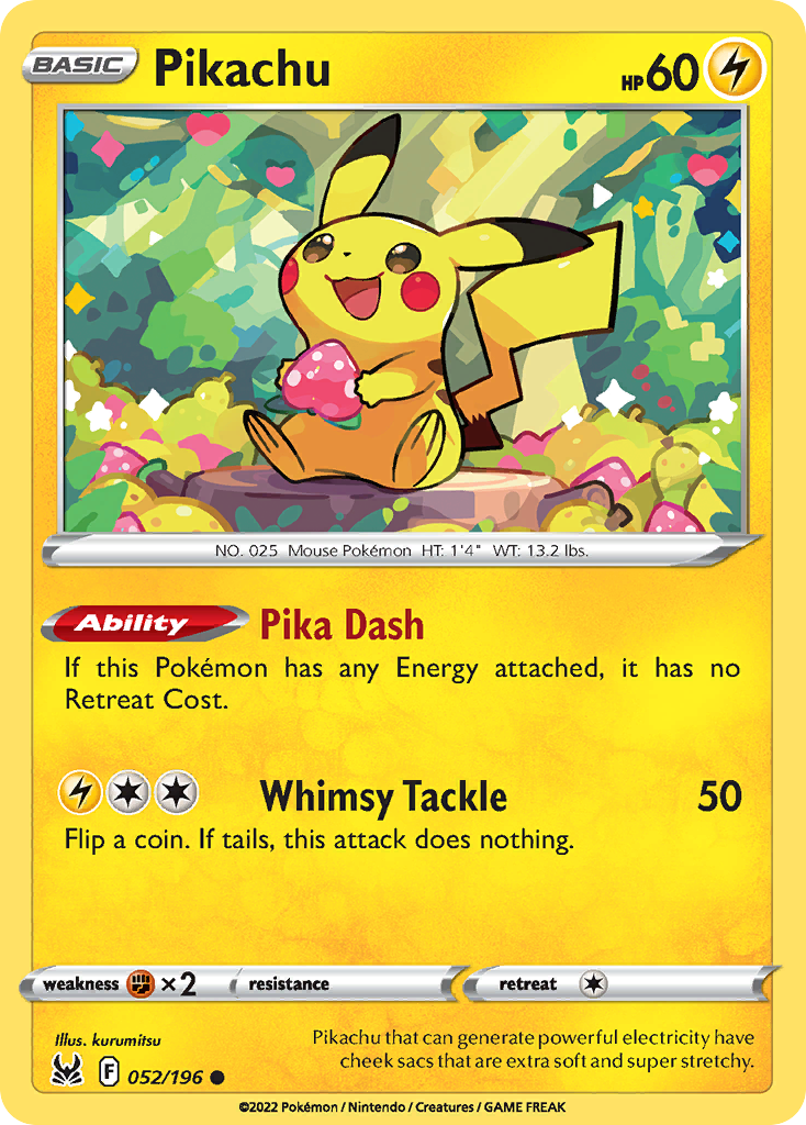 Pikachu 052/196 Common Lost Origin Pokemon Near Mint