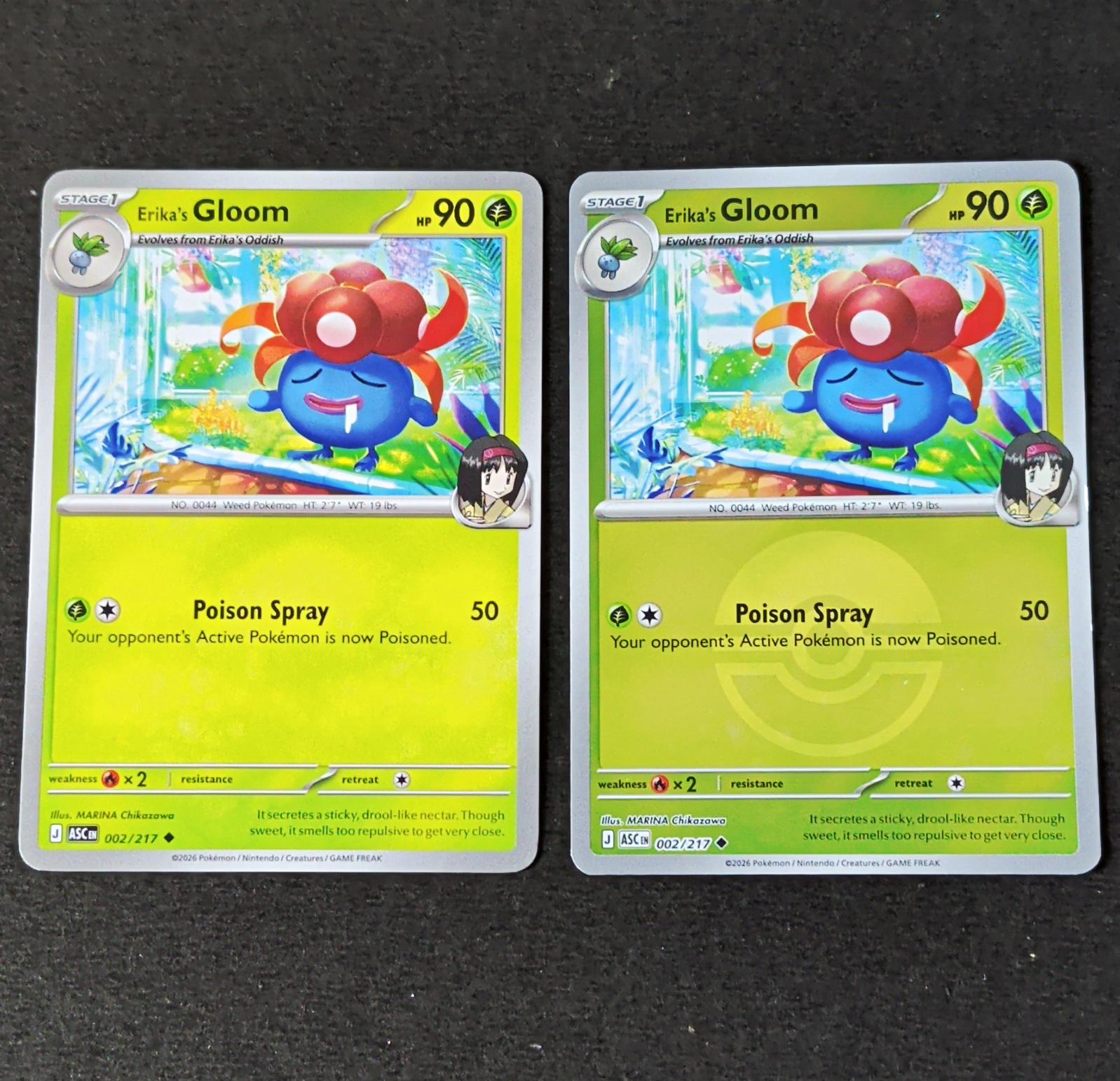 Erika’s Gloom 002/217 x2 Pokémon TCG (1 Reverse Holo) ascending heros