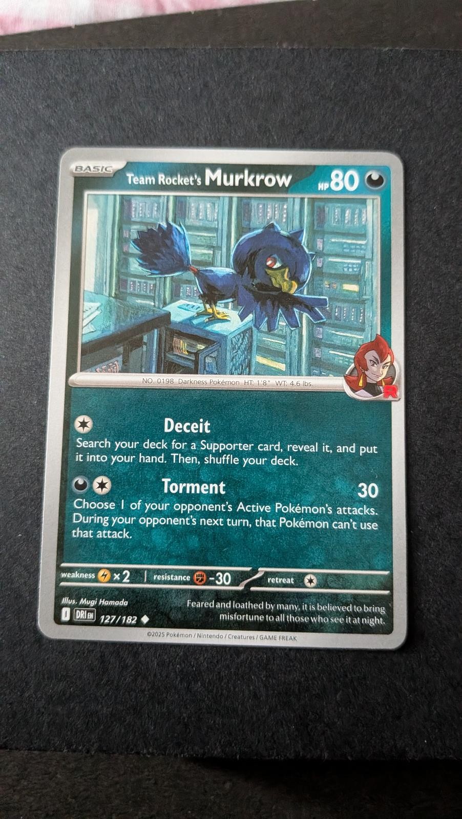 Team Rocket's Murkrow 127/182 Uncommon Destined Rivals Pokemon Near Mint