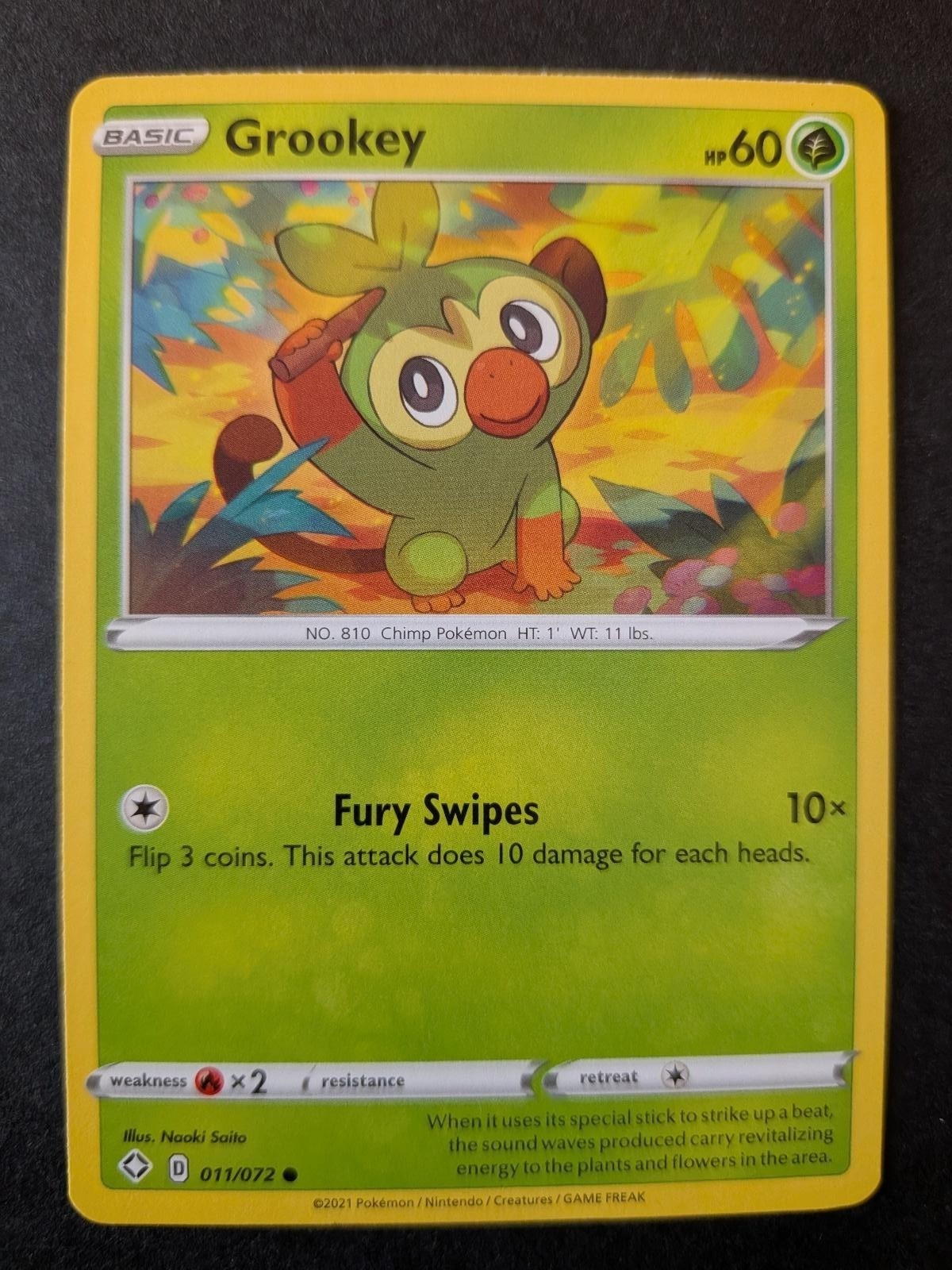 Grookey 011/072 Common Shining Fates Pokemon Lightly Played