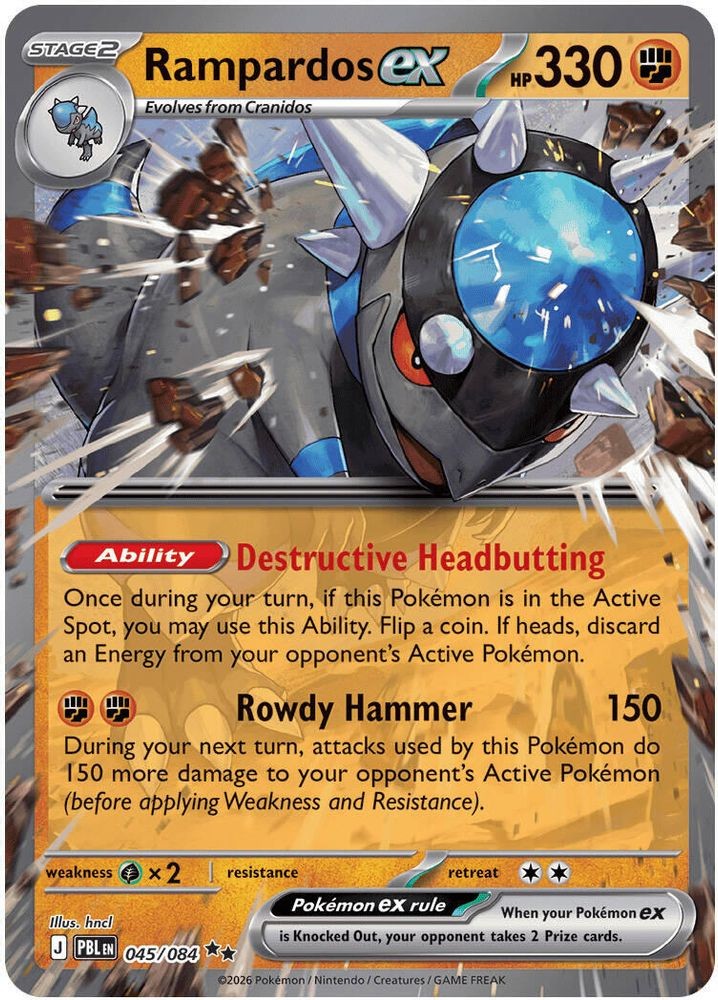 Rampardos ex 045/084 Double Rare Pitch Black Pokemon Holo Lightly Played