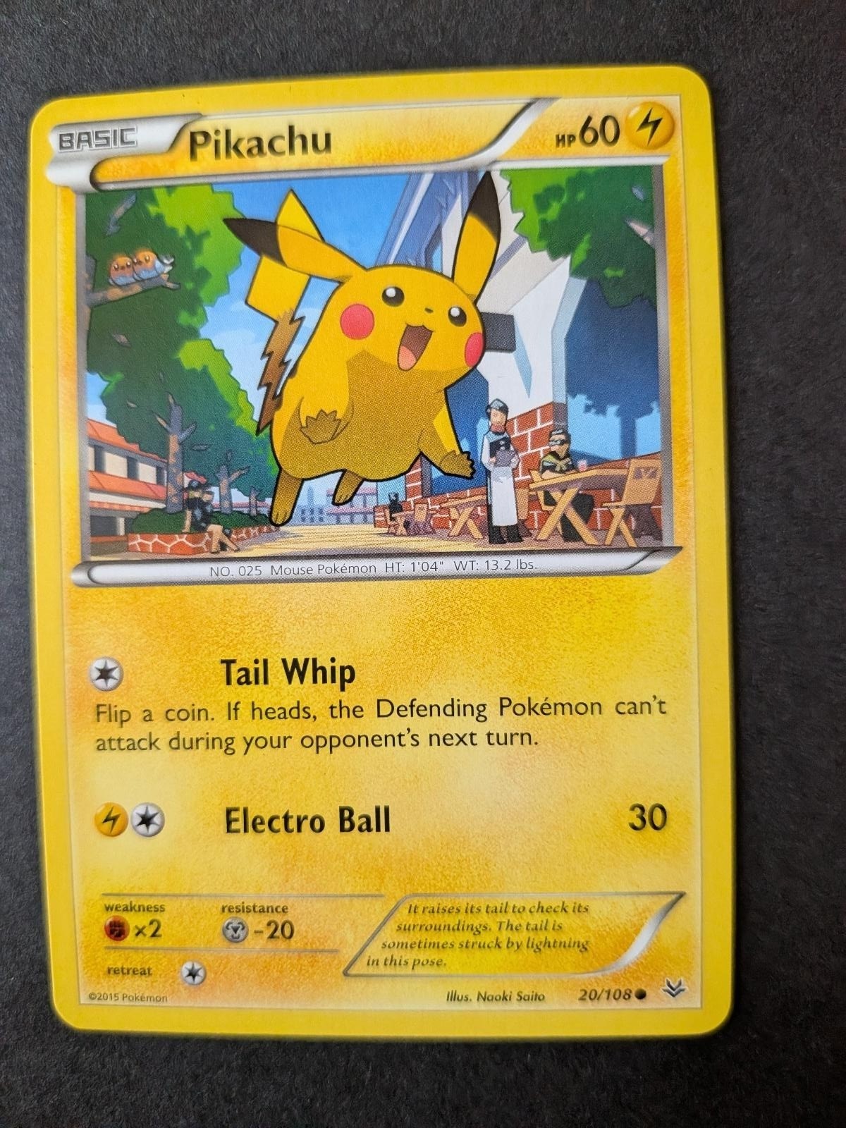 Pikachu 20/108 Common Roaring Skies Pokemon Heavily Played