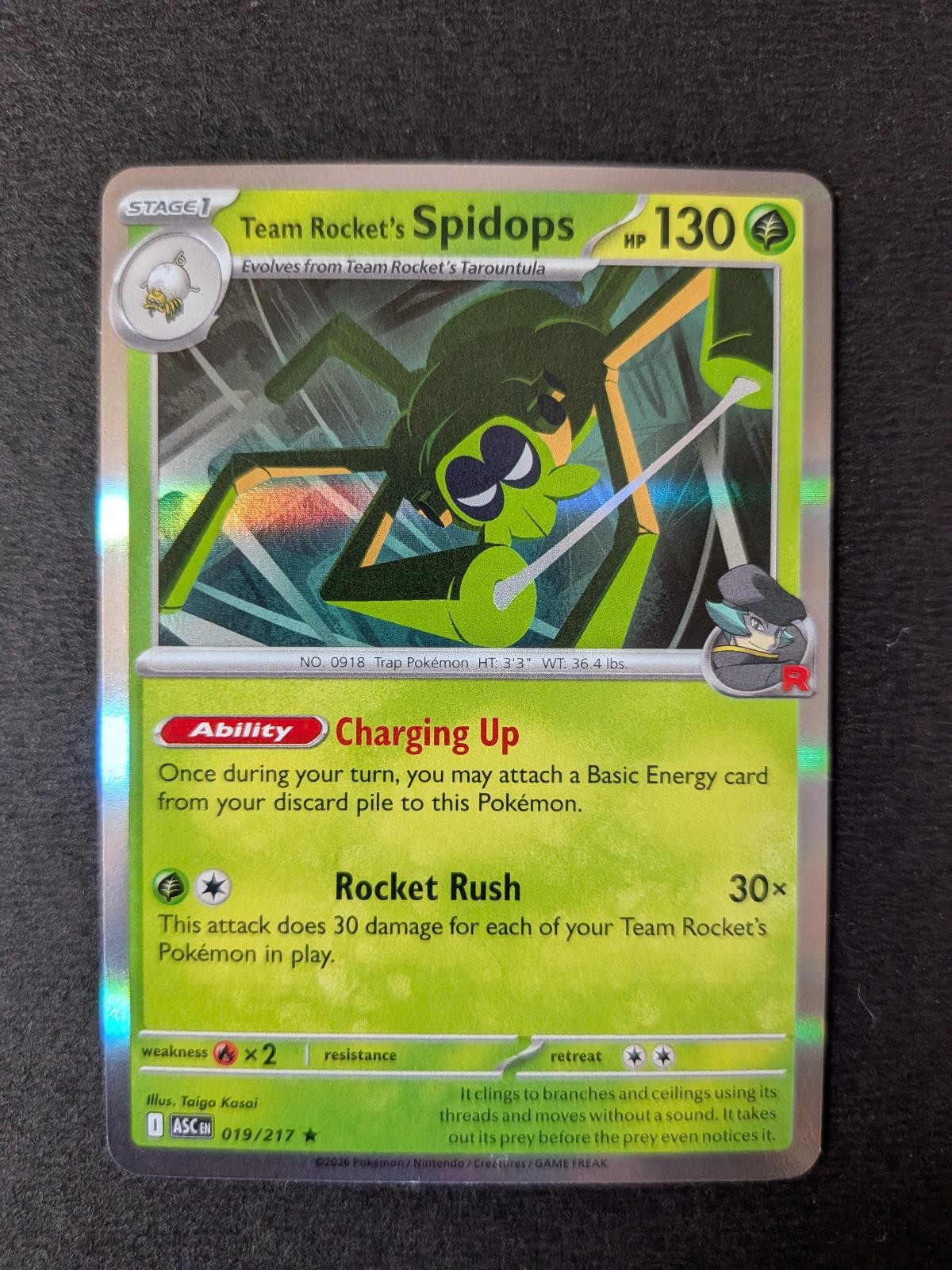 Team Rocket's Spidops 019/217 Rare Ascended Heroes Pokemon Holo Near Mint
