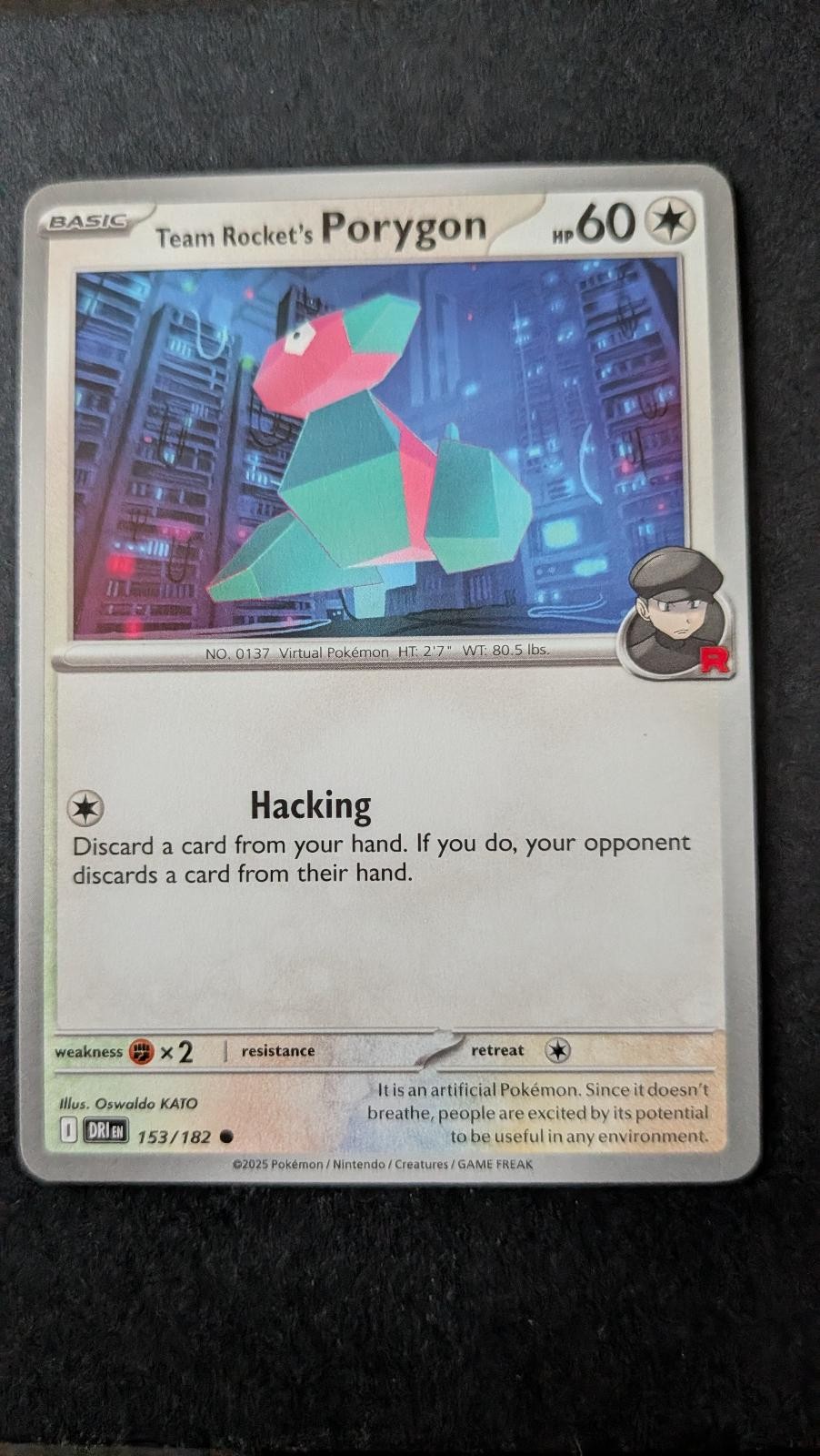 View 2 of Team Rocket's Porygon 153/182 Common Destined Rivals Pokemon Near Mint