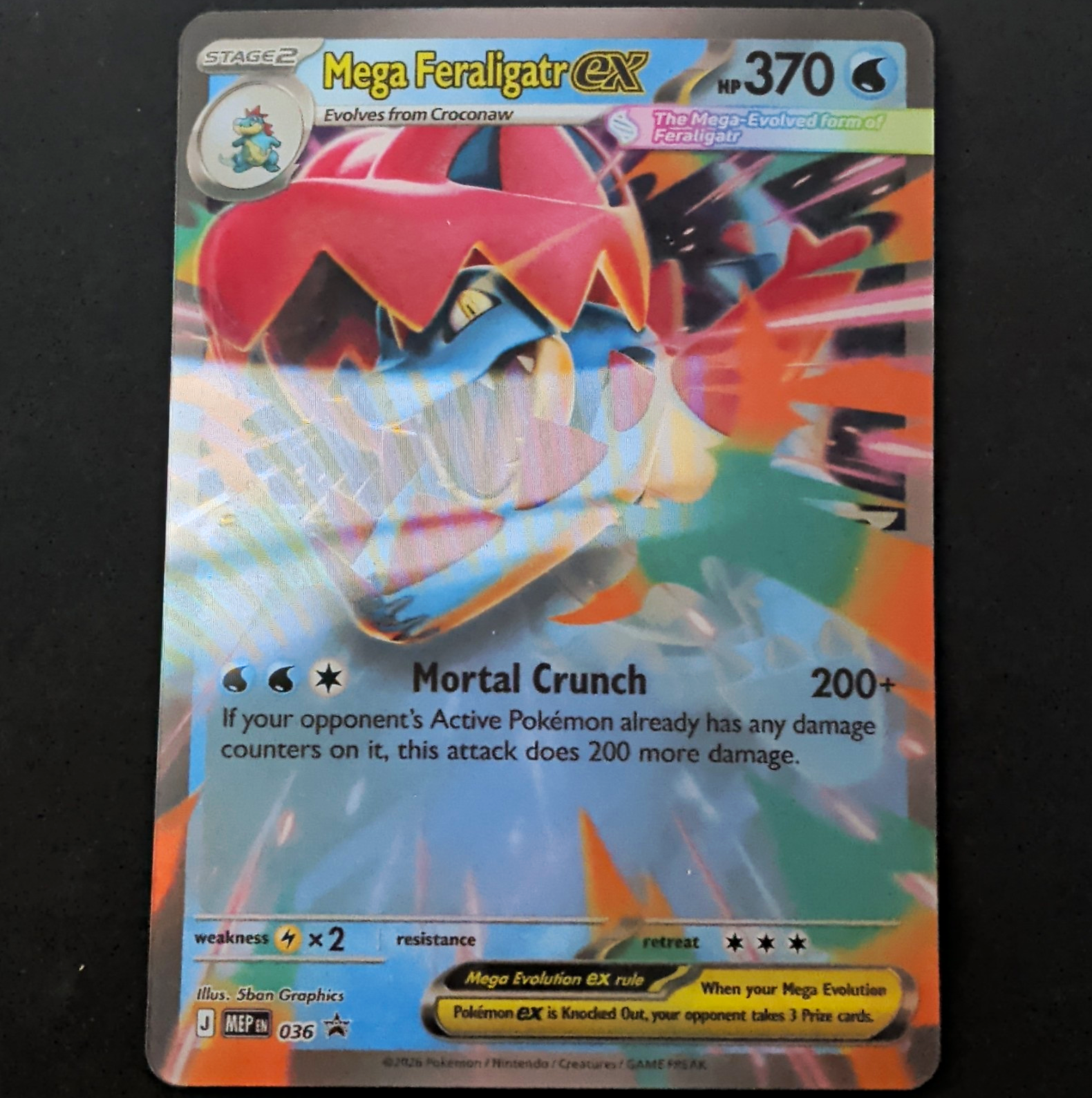 Pokémon TCG Mega Feraligatr EX Promo Holo EN 2026 MEP 036 Stage 2 370HP JUMBO