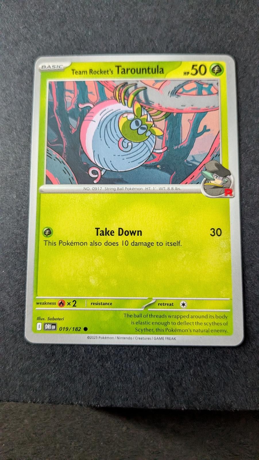 View 2 of Team Rocket's Tarountula 019/182 Common Destined Rivals Pokemon Near Mint