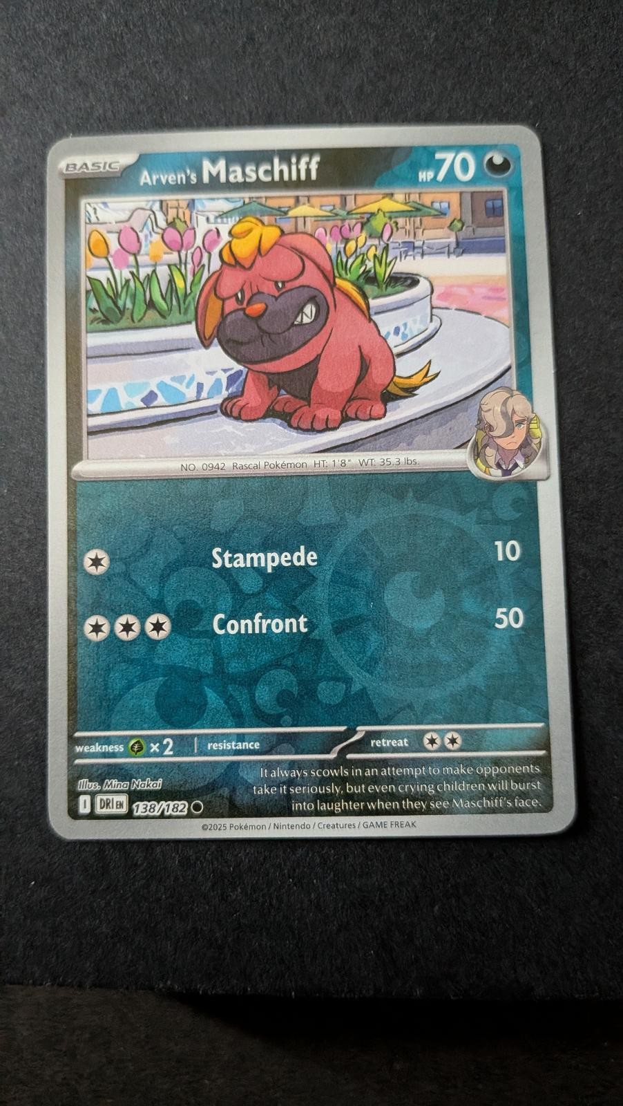 View 2 of Arven's Maschiff 138/182 Common Destined Rivals Pokemon Near Mint